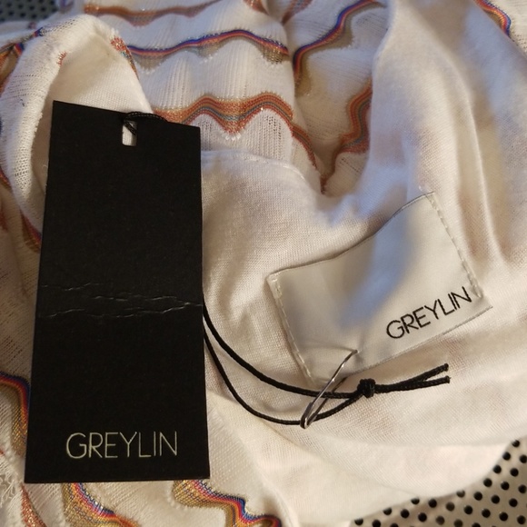 NWT Greylin cream rainbow stitched dress large - Picture 8 of 8